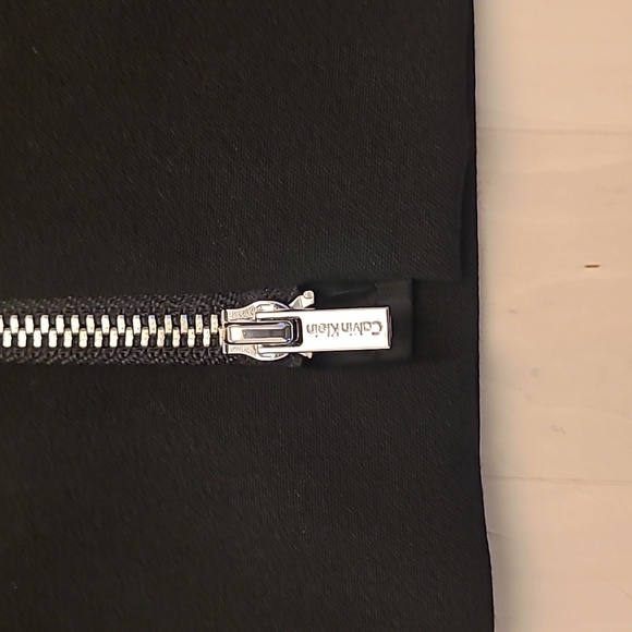 NWOT Calvin Klein Black Silver Studded Short Sleeved Fully Zip Back Midi Dress - Picture 7 of 15